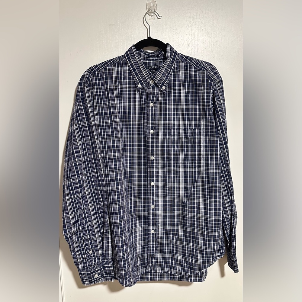 J. Crew Blue & White Checkered Button-Up Shirt